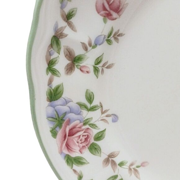 Epoch MORNING ROSE Salad Plate Floral Roses Green Scalloped Cottage Replacement - Picture 6 of 10